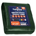 Tarpco Safety 25 ft L x 0.5 mm H x 12 ft W Heavy Duty 10 Mil Tarp, Green/Black, Polyethylene TS-153-12X25